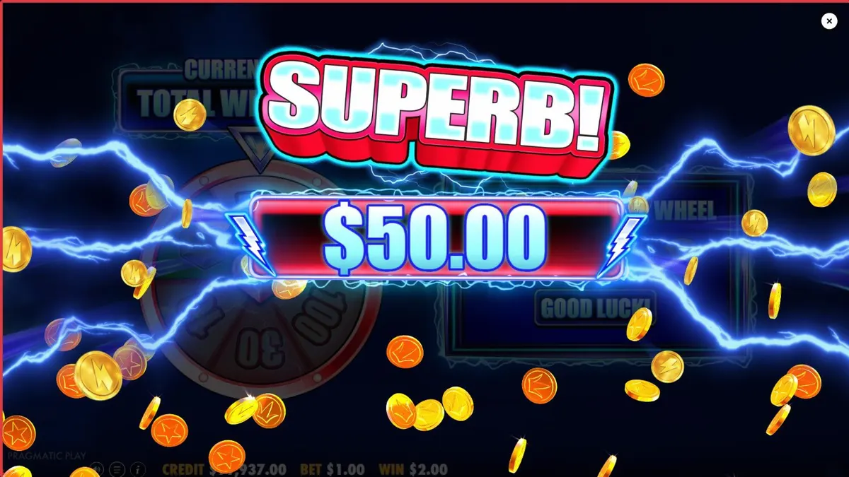 Tampilan visual slot 777 Wheel Blitz dengan nuansa neon dan simbol klasik